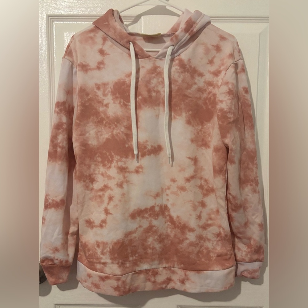 NWOT Bobbie Brooks Women's Tie-Dye Hoodie - Pink and White
